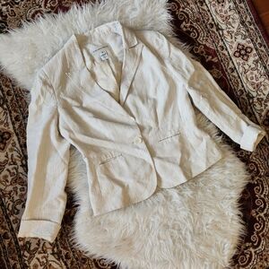 Jones New York Striped Cream Blazer
